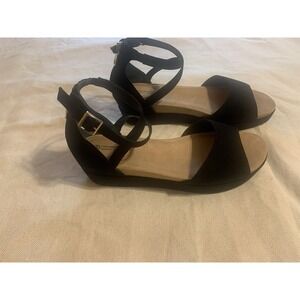 Giani Bernini Size 11 Faux Suede Black Ellenaa Block Heel Dress Sandal Shoes